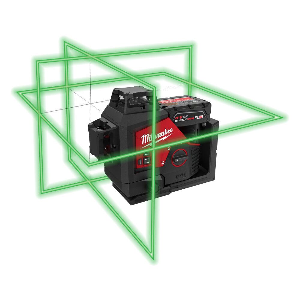MILWAUKEE 3632-21 M12 GREEN 3 PLANE LASER KIT