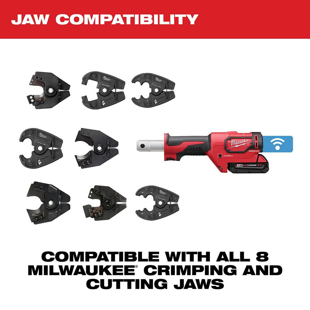 Milwaukee 2678-22BG M18™ FORCE LOGIC™ 6T Utility Crimper Kit with D3 Grooves and Fixed BG Die