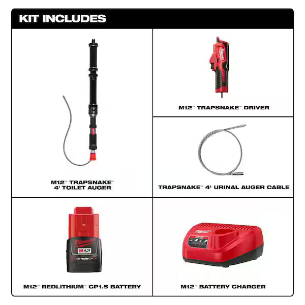 Milwaukee 3574-21 M12™ TRAPSNAKE™  4' Urinal Auger