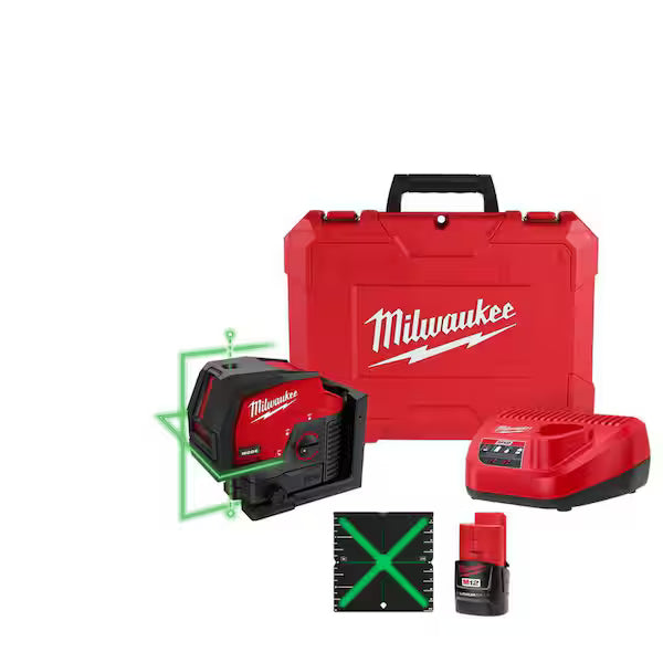 Milwaukee 3622-21 M12™ Green Cross Line & Plumb Points Laser Kit