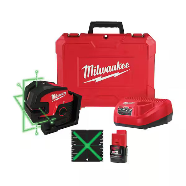 Milwaukee 3624-21 M12™ Green Cross Line & 4-Points Laser Kit