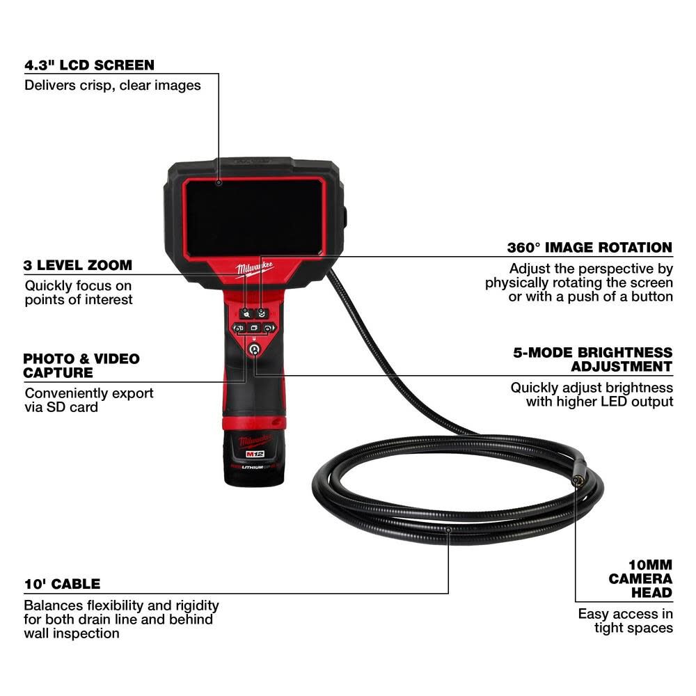 Milwaukee 2324-21 M12™ M-Spector™ 360 10' Inspection Camera
