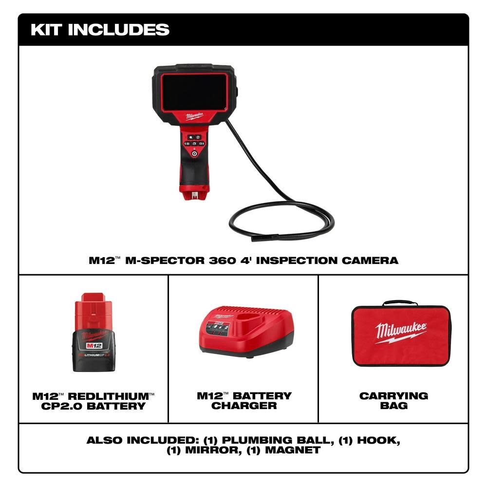 Milwaukee 2323-21 M12™ M-Spector™ 360 4' Inspection Camera