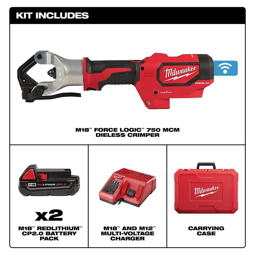 Milwaukee 2877-22 M18™ FORCE LOGIC™ 750 MCM Dieless Crimper