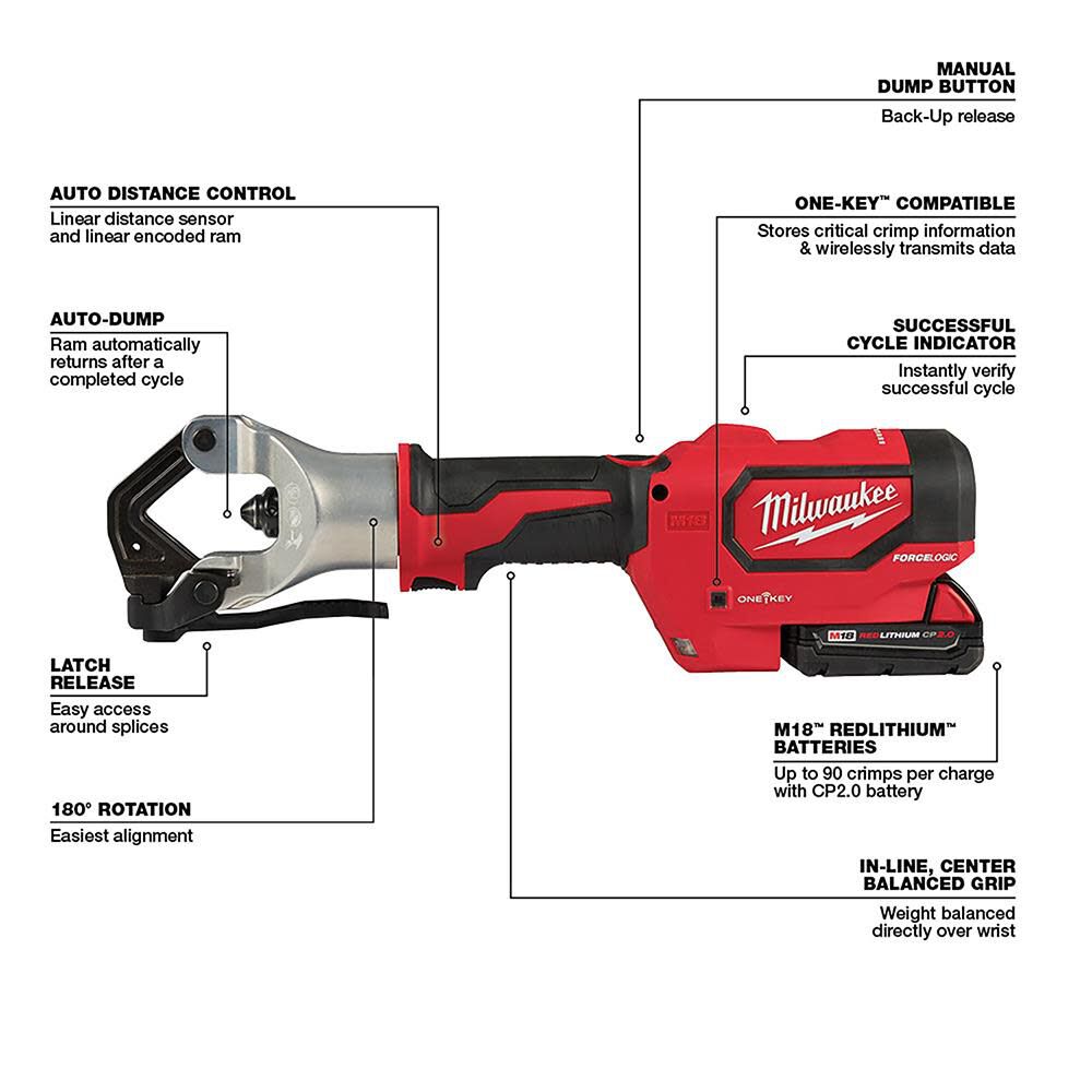 Milwaukee 2877-22 M18™ FORCE LOGIC™ 750 MCM Dieless Crimper