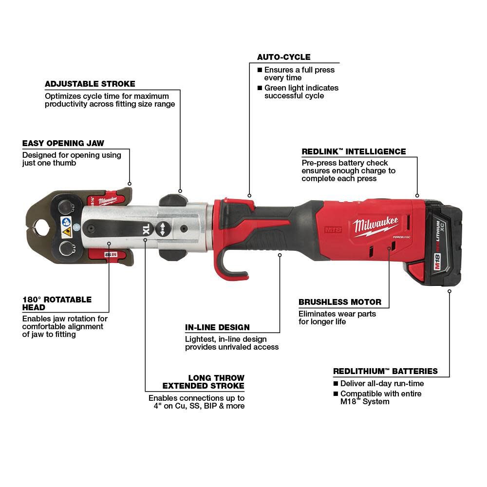 Milwaukee 2773-20L M18™ FORCE LOGIC™ Long Throw Press Tool Kit