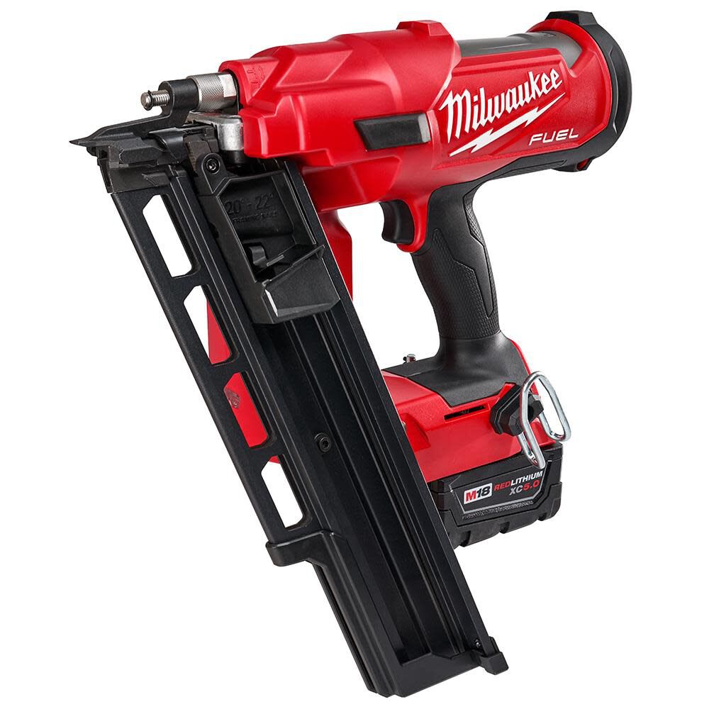 MILWAUKEE 2744-21 M18 FUEL 3-1/2 in. 18-Volt 21? Lithium-Ion Brushless Cordless Framing Nailer Kit with 5.0 Ah Battery, Charger, Bag