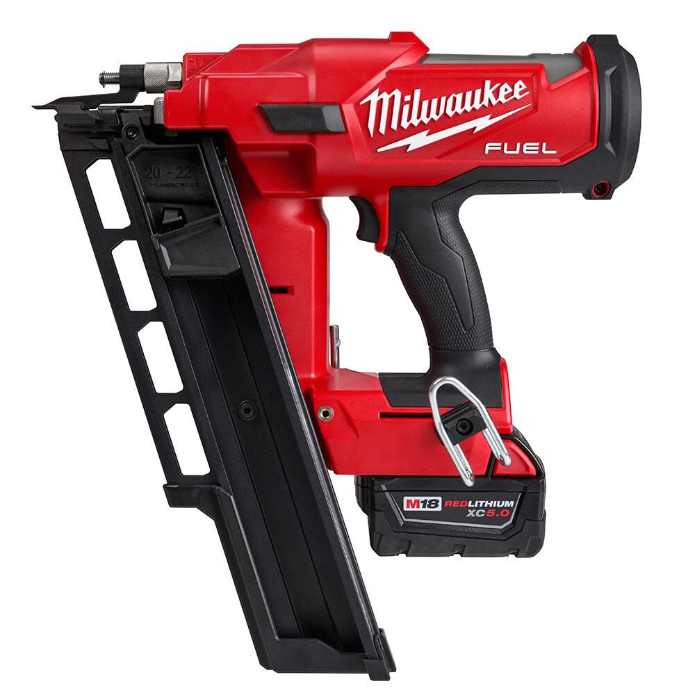 MILWAUKEE 2744-21 M18 FUEL 3-1/2 in. 18-Volt 21? Lithium-Ion Brushless Cordless Framing Nailer Kit with 5.0 Ah Battery, Charger, Bag