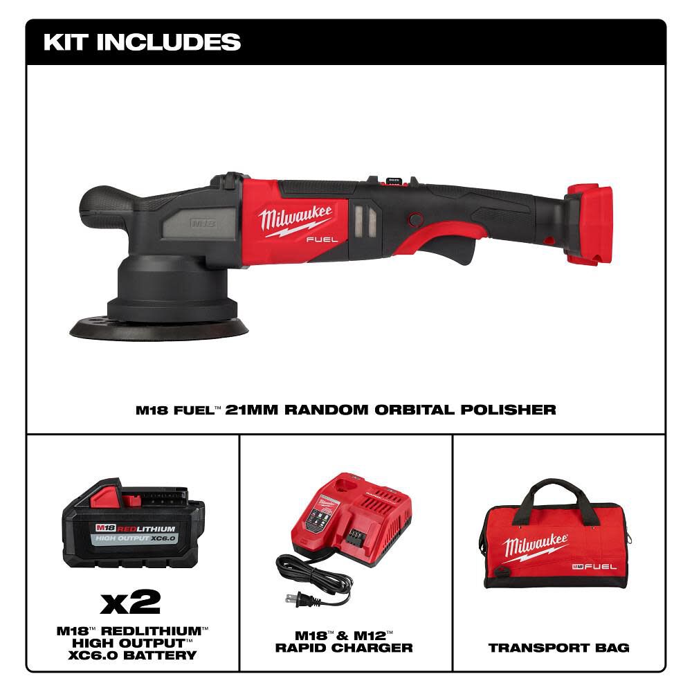 Milwaukee 2685-22HD M18 FUEL™ 21mm Random Orbital Polisher Kit