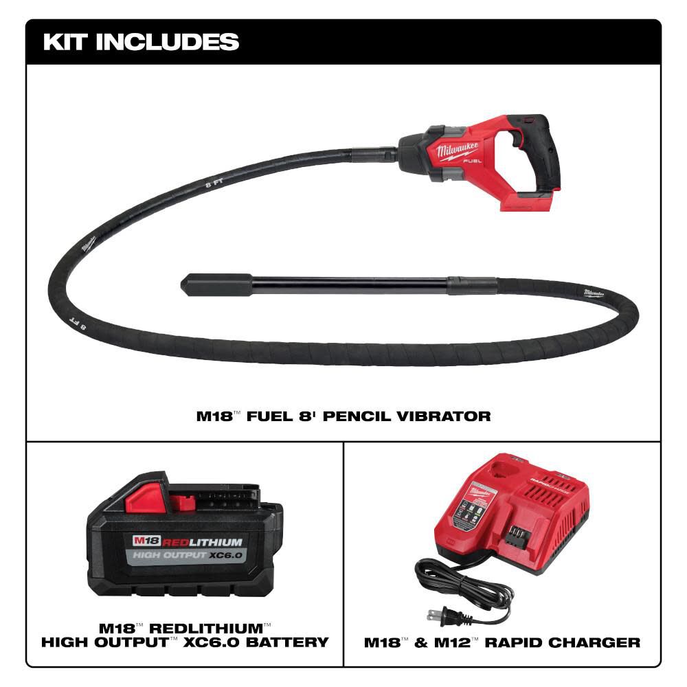 Milwaukee 2911-21 M18 FUEL™ 8' Concrete Pencil Vibrator Kit