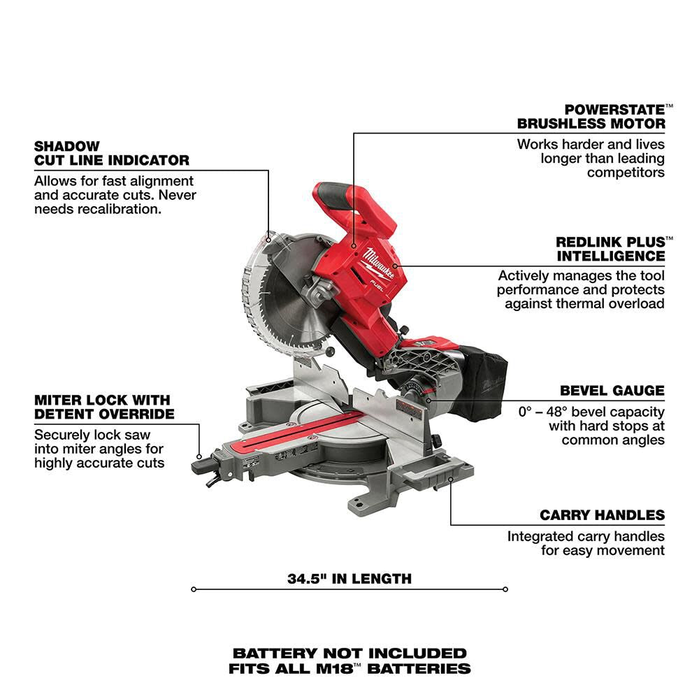 Milwaukee 2734-20 M18 FUEL™ Dual Bevel Sliding Compound Miter Saw