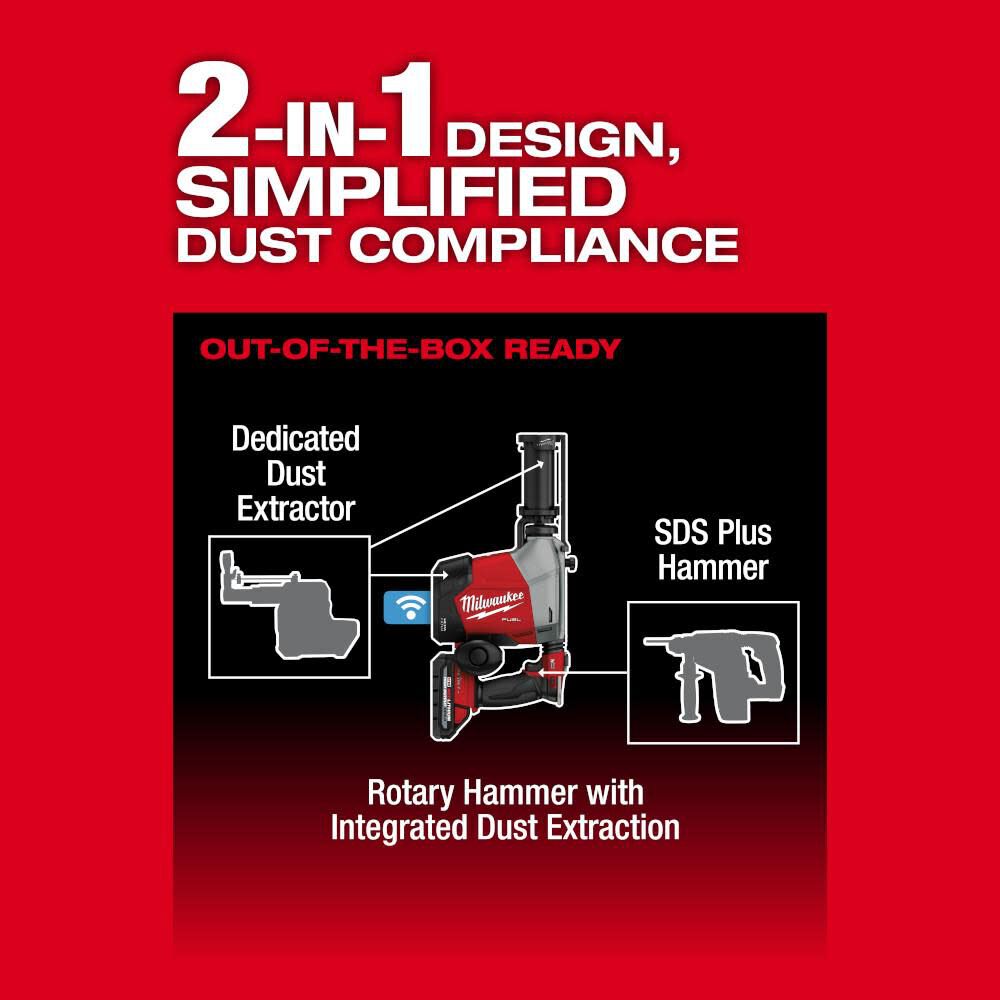 Milwaukee 3311-22 M18 FUEL™ Overhead Rotary Hammer w/ Integrated Dust Extraction