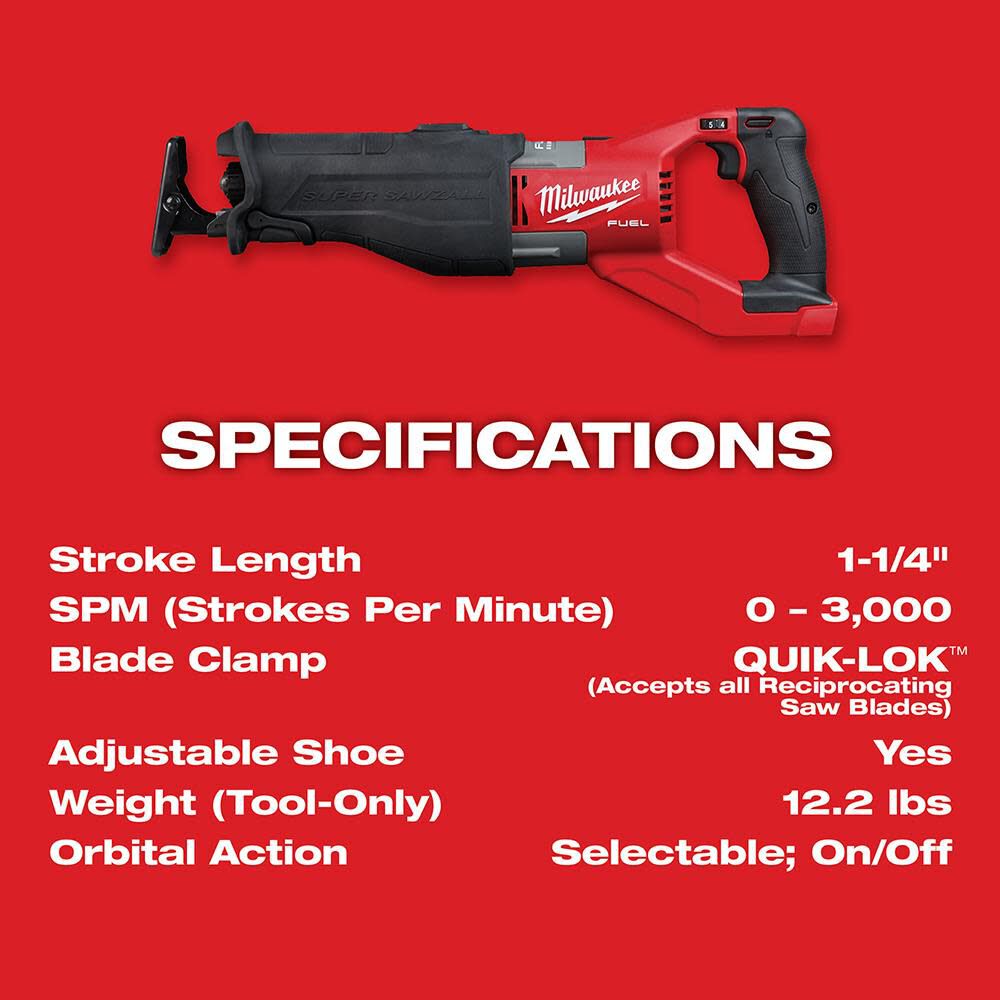 Milwaukee 2722-21HD M18 FUEL™ SUPER SAWZALL® Reciprocating Saw Kit