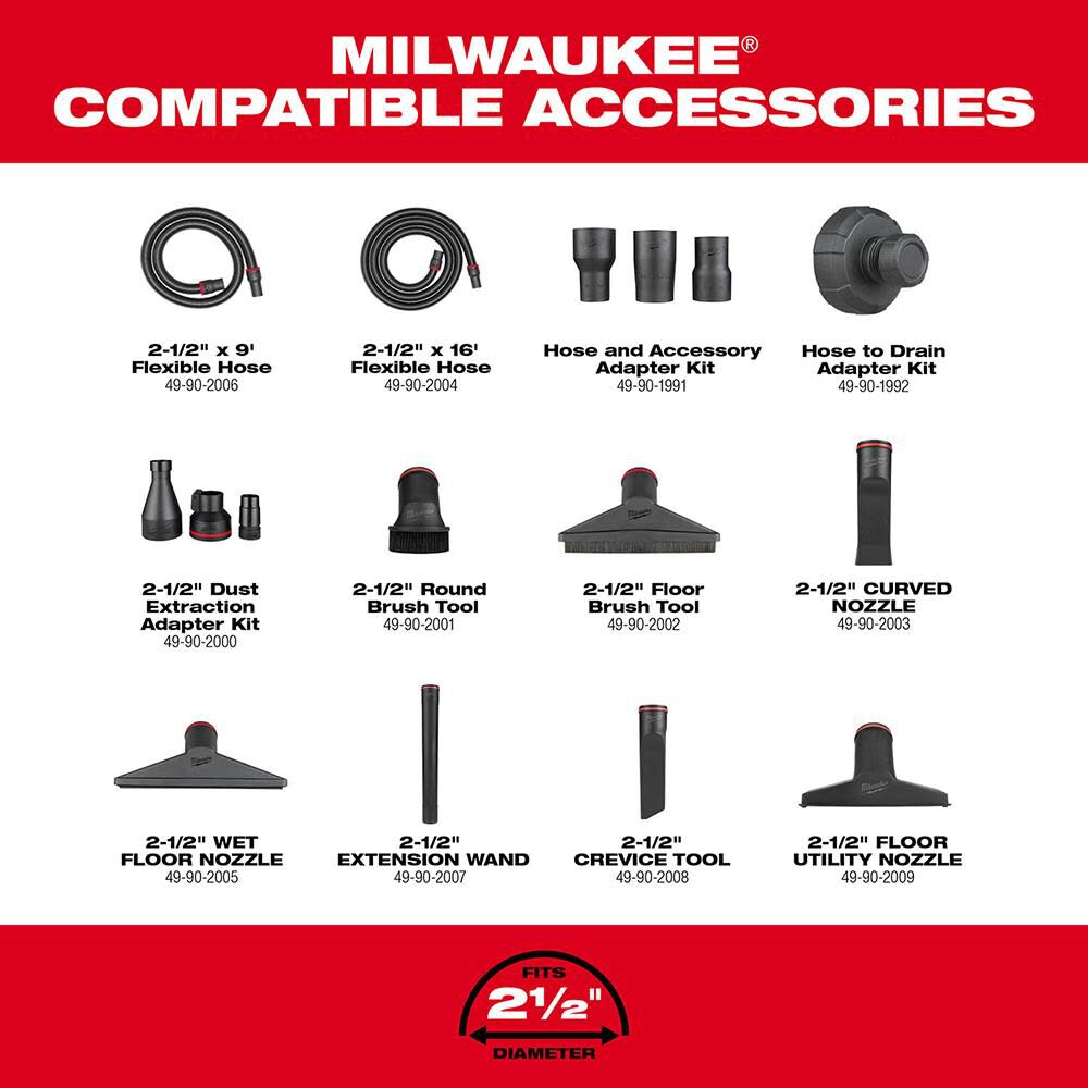 Milwaukee 0930-22HD M18 FUEL™ 12 Gallon Dual-Battery Wet/Dry Vacuum Kit