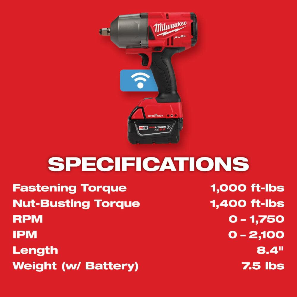 Milwaukee 2863-22R M18 FUEL™ w/ ONE-KEY™ High Torque Impact Wrench 1/2