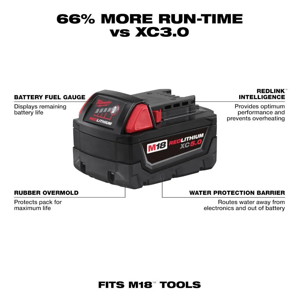 MILWAUKEE M18™ REDLITHIUM™ XC5.0 Extended Capacity Battery (Two Pack) 48-11-1852
