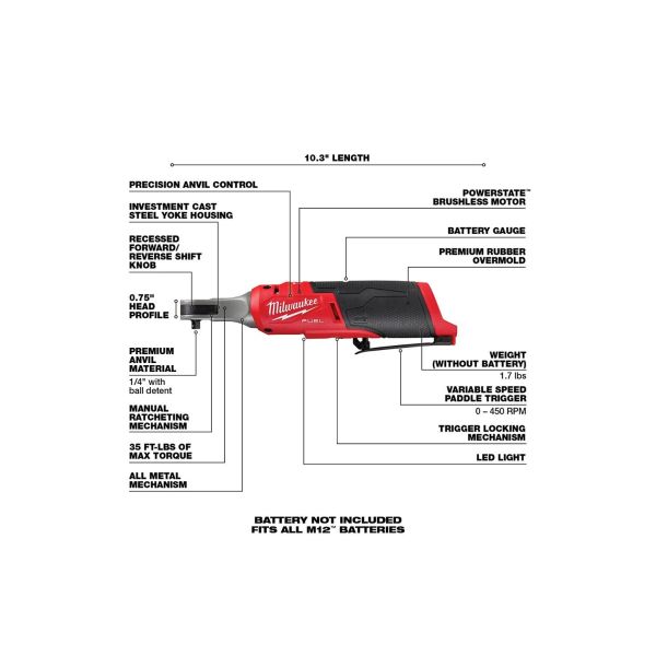 MILWAUKEE 2566-20 M12 FUEL 1/4