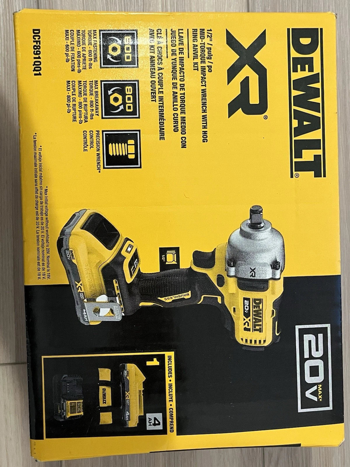 DeWalt DCF891QQ1 20V MAX 1/2 Mid-Range IW W/ HR 4Ah Kit