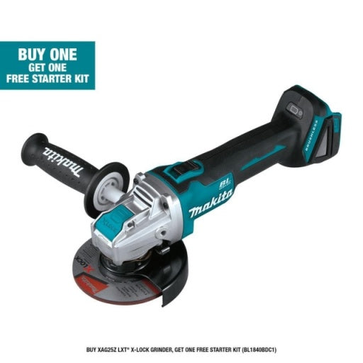MAKITA XAG25Z 18v lxt lithium-ion brushless cordless 4-1/ 2 in. /5 in. x-lock angle grinder with aft, tool only