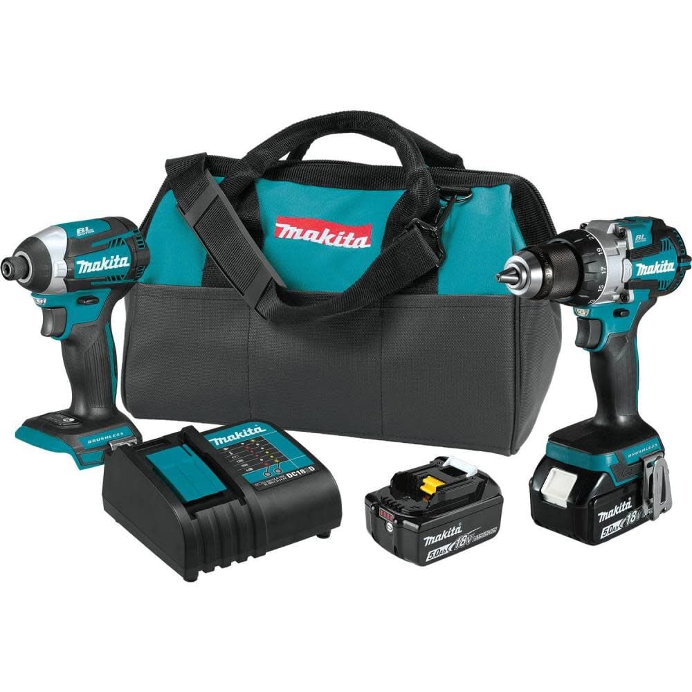 Makita XT296ST Makita 18V LXT Brushless Cordless 2pc Combo Kit with Two 5.0Ah Batteries